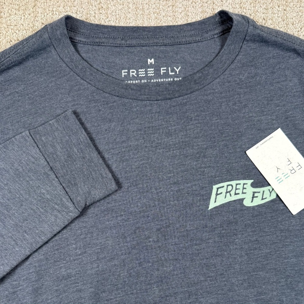 NEW Free Fly Mens Medium Storm Cloud Heather First And Last Long Sleeve T-Shirt